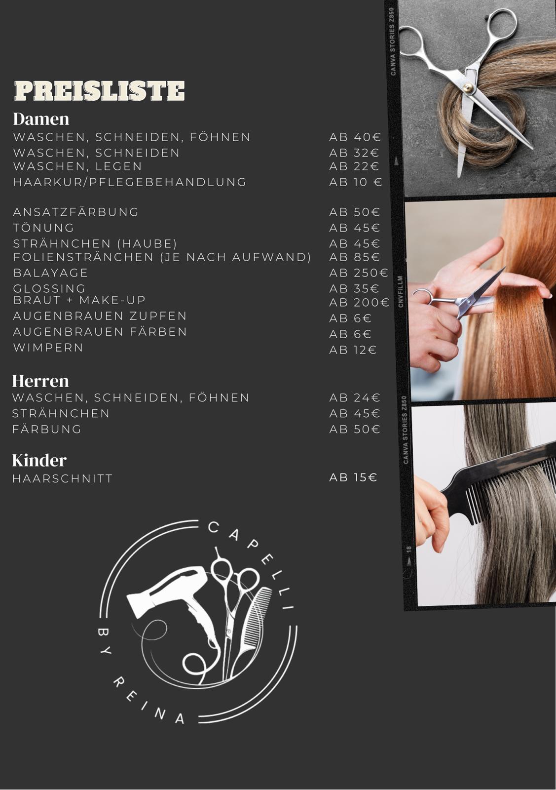 Preisliste Haarstudio Capelli Mönchengladbach